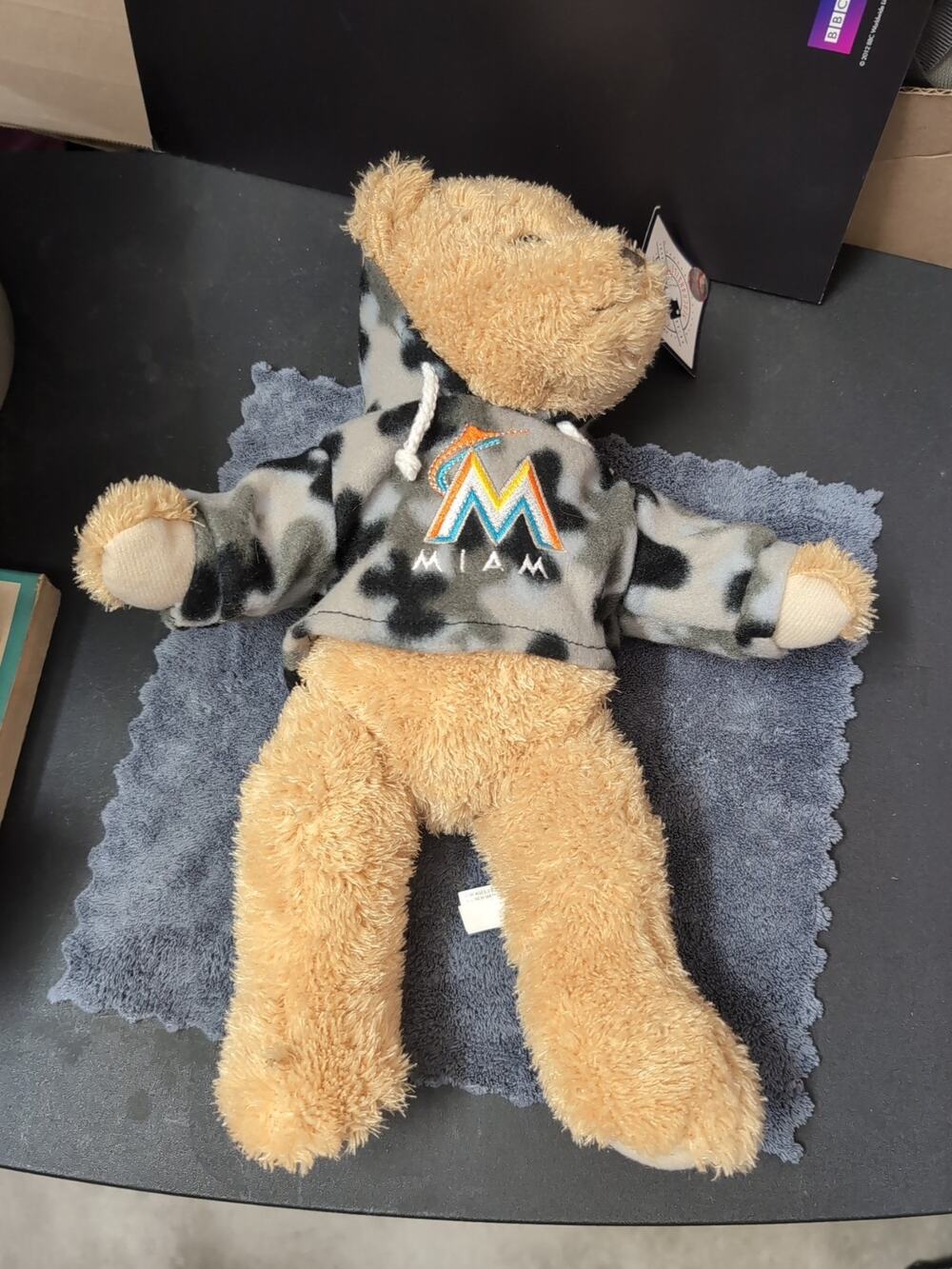 Miami Marlins MLB Baseball Beige Plush Toy Hoodie Teddy Bear 12"